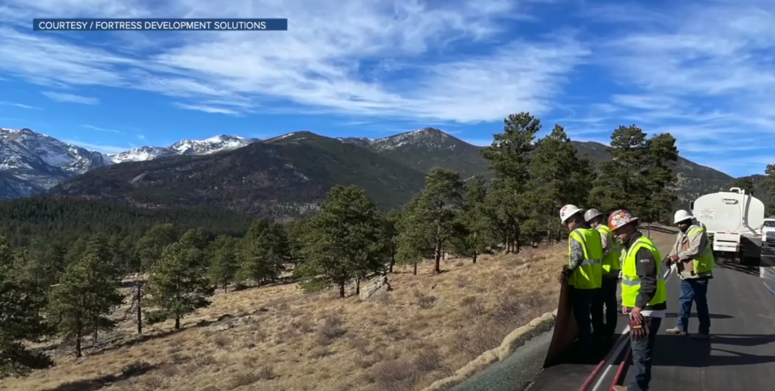 The Fortress Development Solutions hydroseed team prepping soil and hydroseeding in the Rocky Mountain National Park.